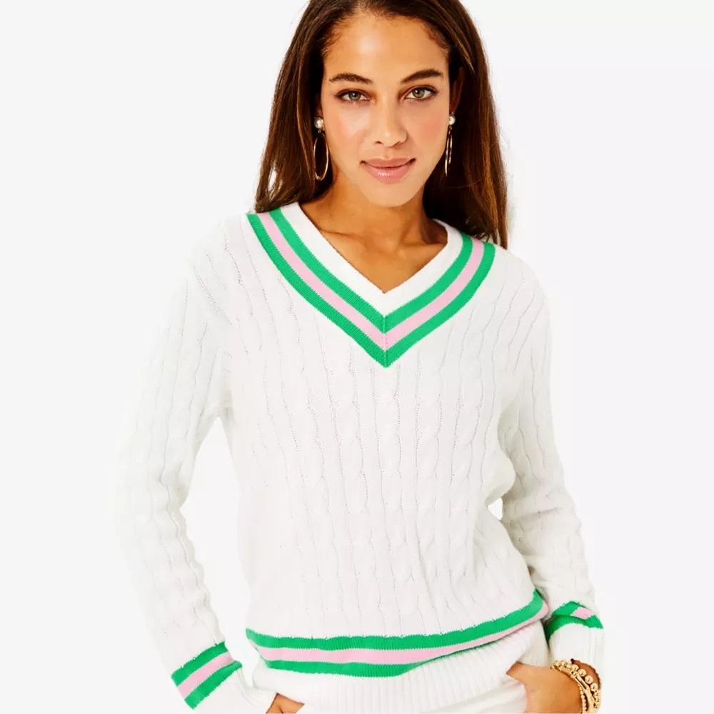 Lilly Pulitzer V-Neck Cable Knit Sweater